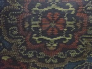 アンティーク　麻の葉に華紋織出し本場泥大島紬着物